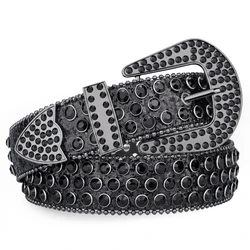 Men's Jeans Rhinestone Large Size Belt Women's Belt Western Denim Shiny Rivet Design Leather HipHop Punk Rock Y2K Style Belt