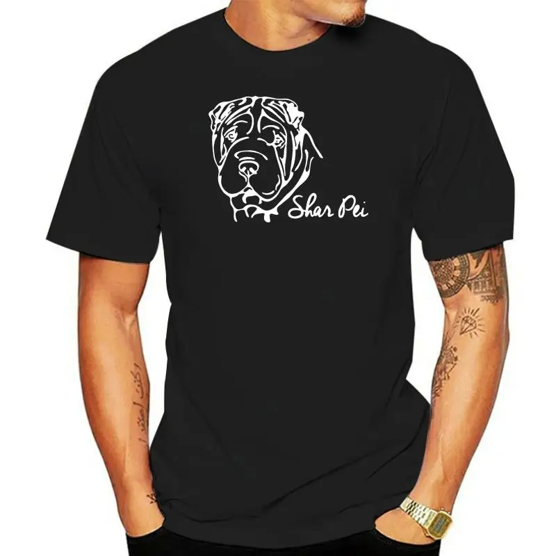 New Men's Cotton Short Sleeves O-Neck T Shirt Shar Pei Portrait Hund Hunde Print T Shirt Cool Tees Tops Hip Hop