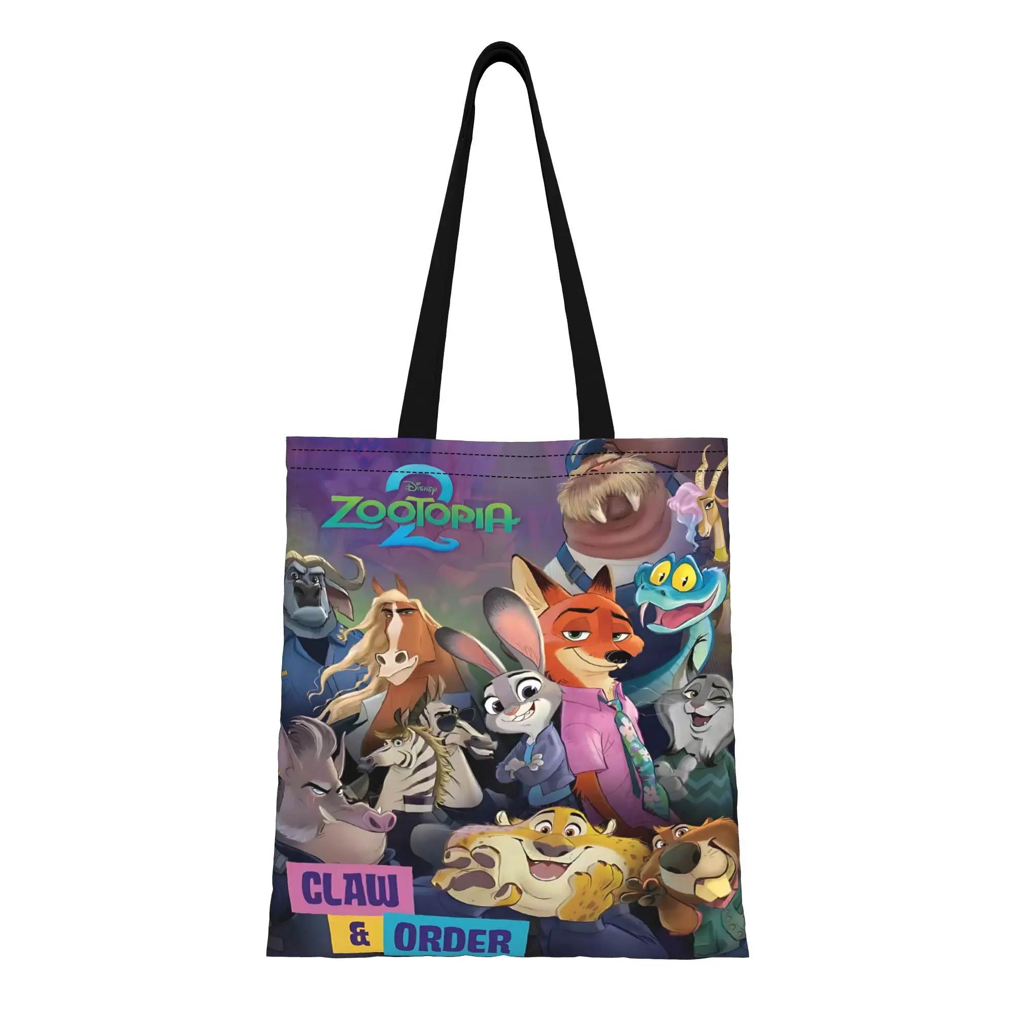 

1PC back to school Large Capacity Disney Zootopia 2 Judy And Nick movie poster Canvas Tote Bag Foldable Chic Pattern Gifts