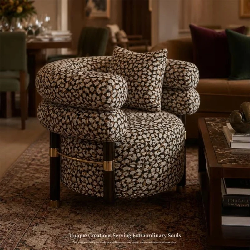 Fabric weaving living room armchair household backrest single round sofa chair