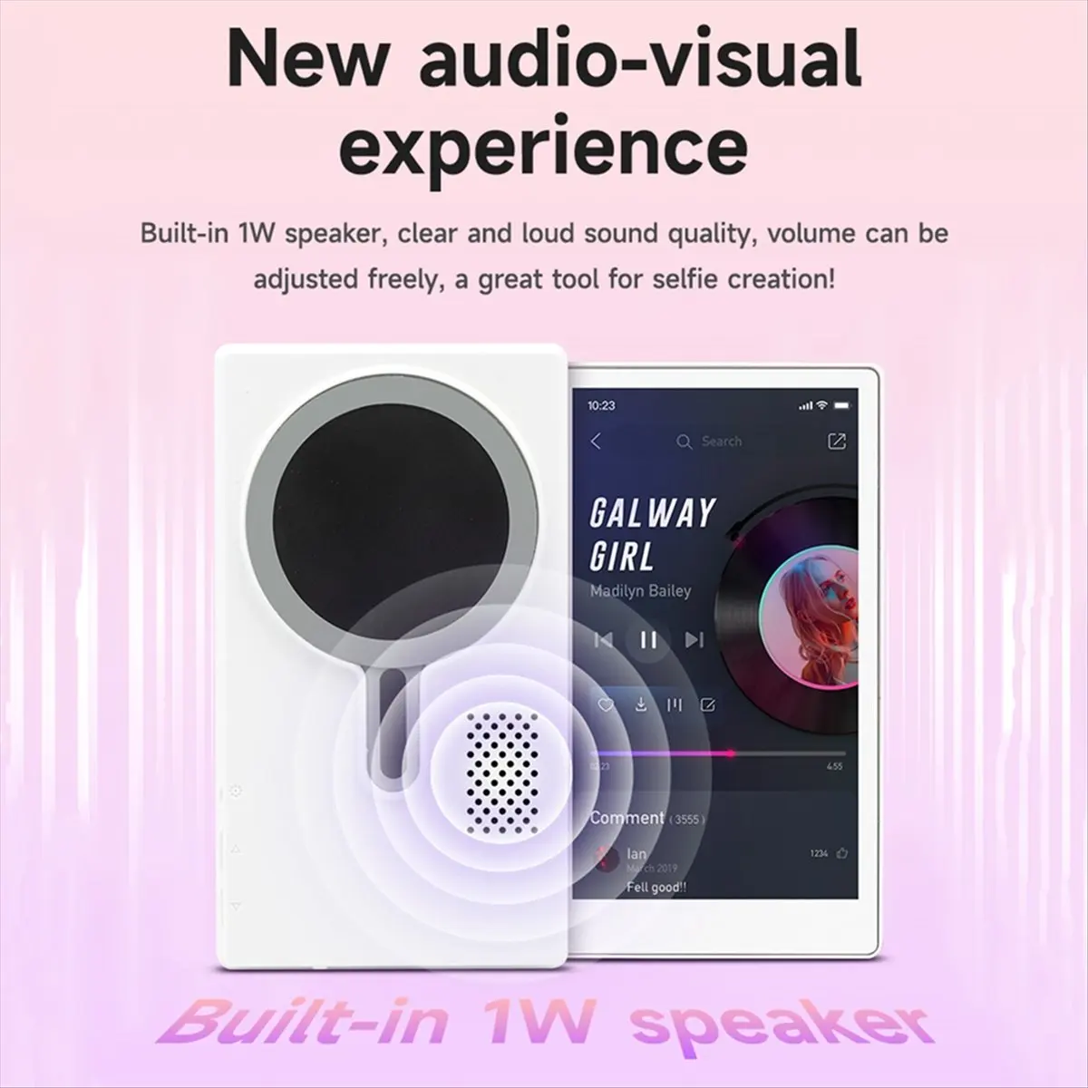 DT77 Magnetic Phone Vlog Selfie Monitor Screen, Back Camera Selfie Monitor, 720P Display Wirelessly Connect to Mobile Phones