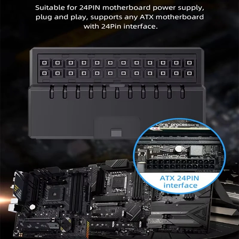 อะแดปเตอร์เชื่อมต่อพลังงาน90 ° ATX 24พิน5V 3ขา Arc 24Pin ตัวเมียไปยังตัวผู้อะแดปเตอร์แปลงไฟ90 ° DIY สำหรับเดสก์ท็อปพีซี