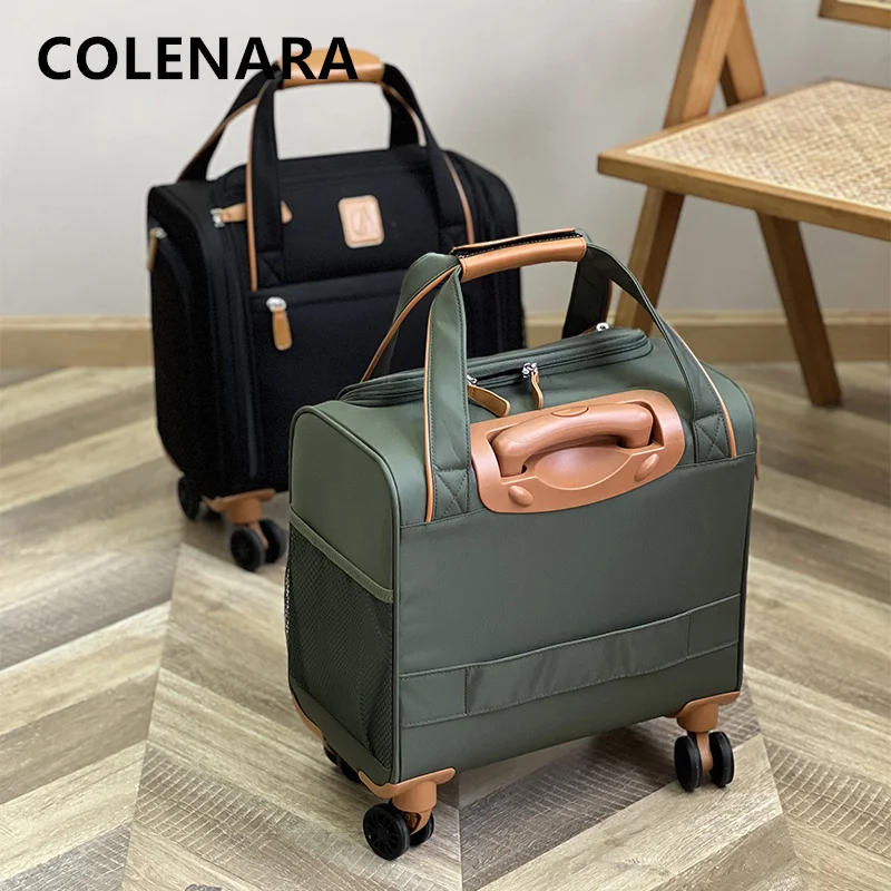 COLENARA Cabin Suitcase Student Trolley Case Men's Oxford Cloth Boarding Box Women's 16-inch Universal Wheel Rolling Luggage