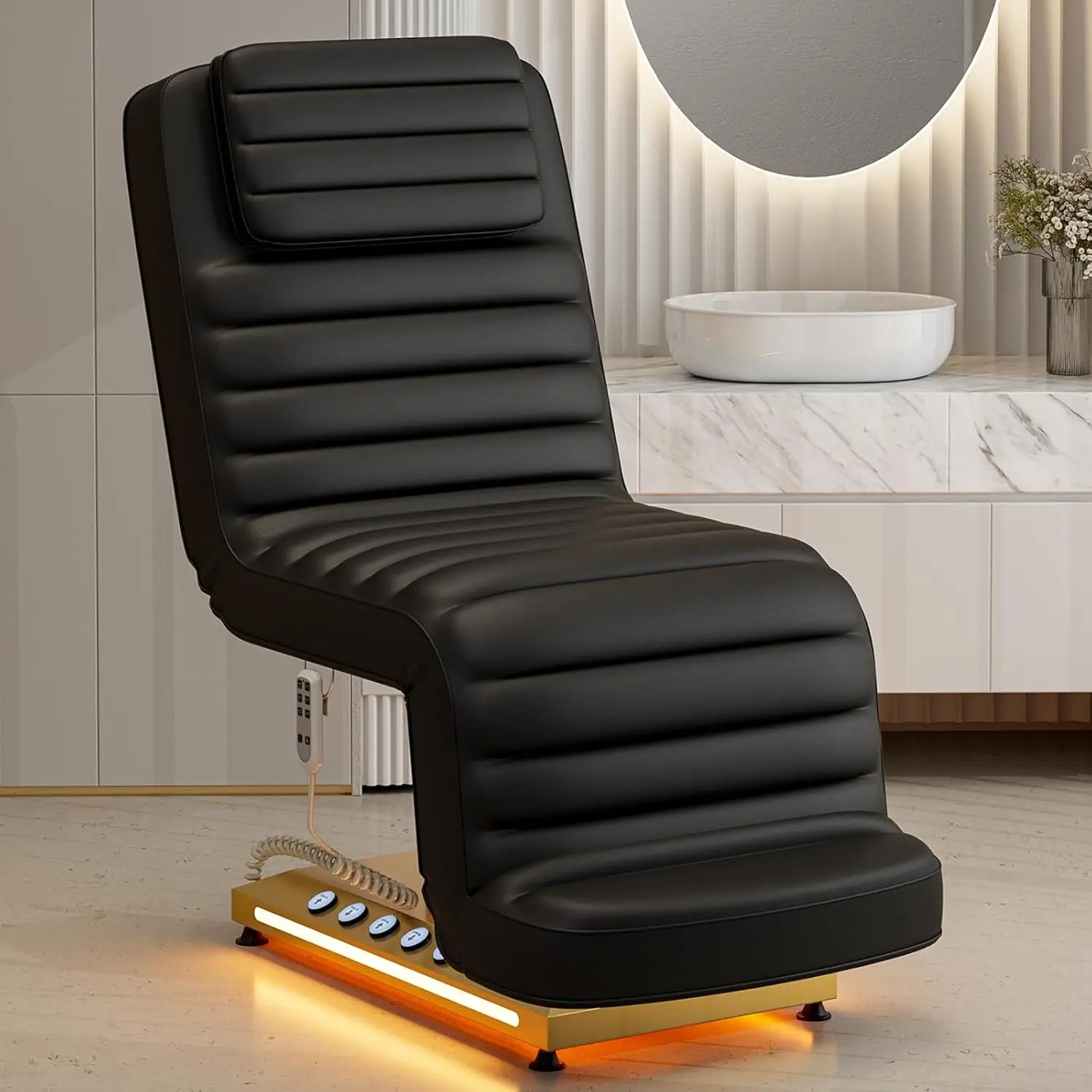 Paddie Luxury Fully Electric Spa Bed,  Esthetician Massage Table with LED Lights, Motorized Height & Angle Adjustable
