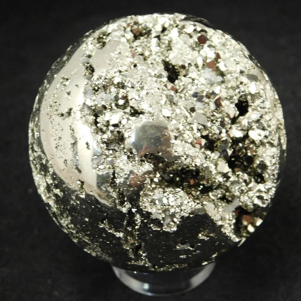 

Natural Pyrite Geode Ball, Golden Iron Mineral Specimens, Crystals and Stones, Geode Gifts