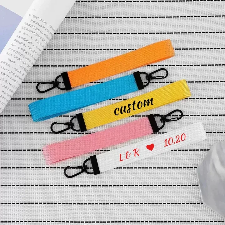 Personalize Name Numbers Motorcycle Keyring Gift Print Logo Woven Braid Strap Keychain Custom Bag Car Webbing Key Chain Gift