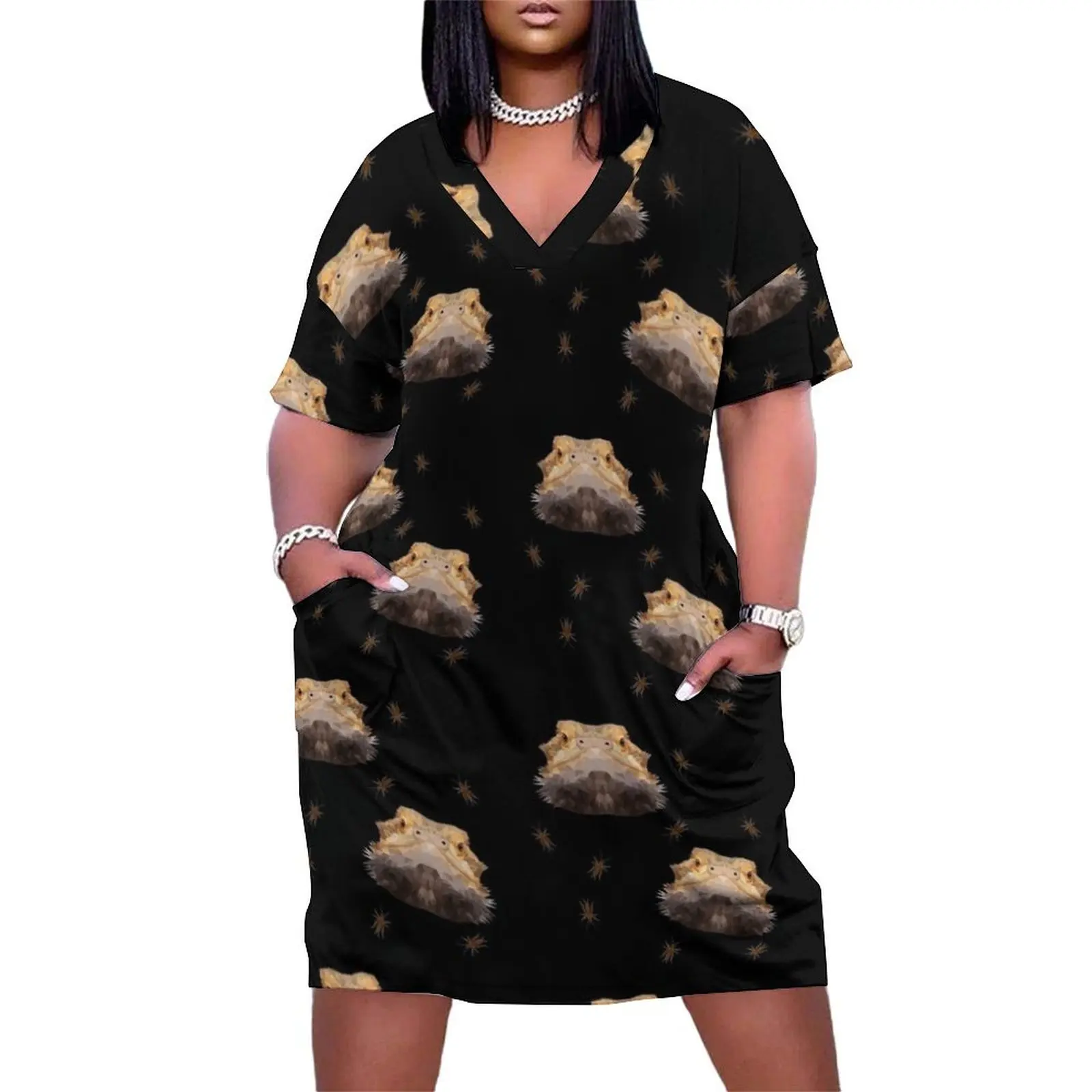 

Bearded Dragon Pattern Loose Pocket Dress women party dresses women's summer dress 2025 luxury dresses