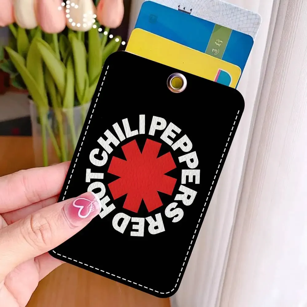 شعبية روك باند R-Red Hot C-Chili P-Peppers Style PU حامل بطاقة الوصول مع سلسلة المفاتيح - الحماية التنفيذية لبطاقة البنك #6