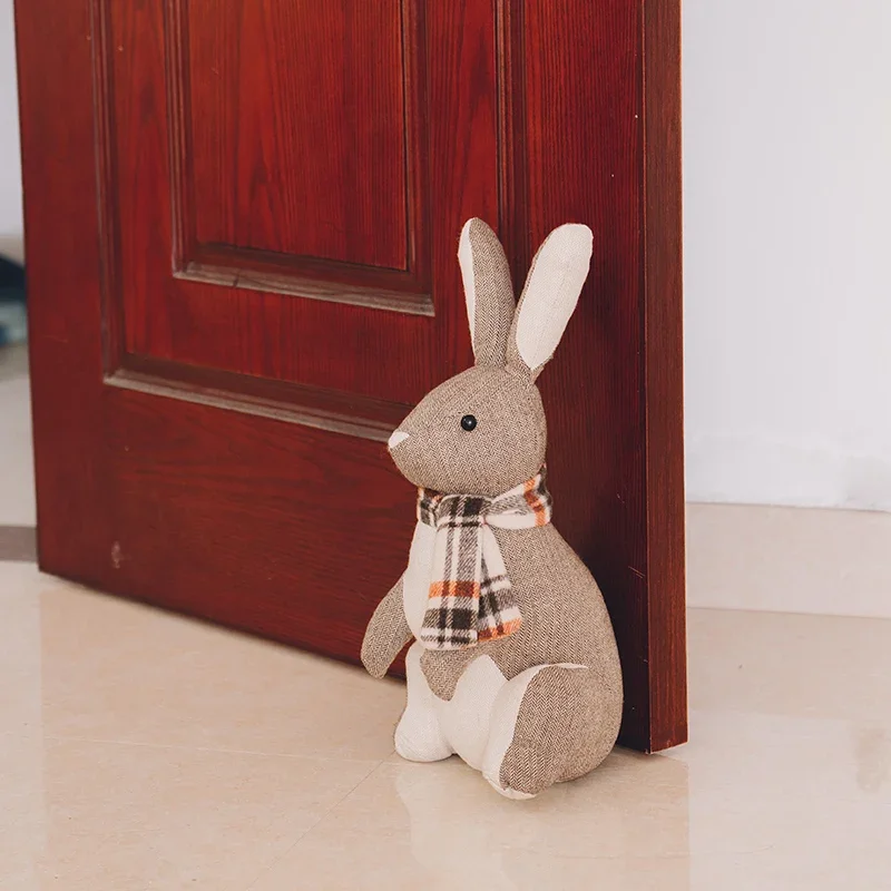 Decorative Door Stops for Home and Office, Rabbit Weighted Interior Doorstop Fabric Stuffed Bunny Floor Decorative Oranment