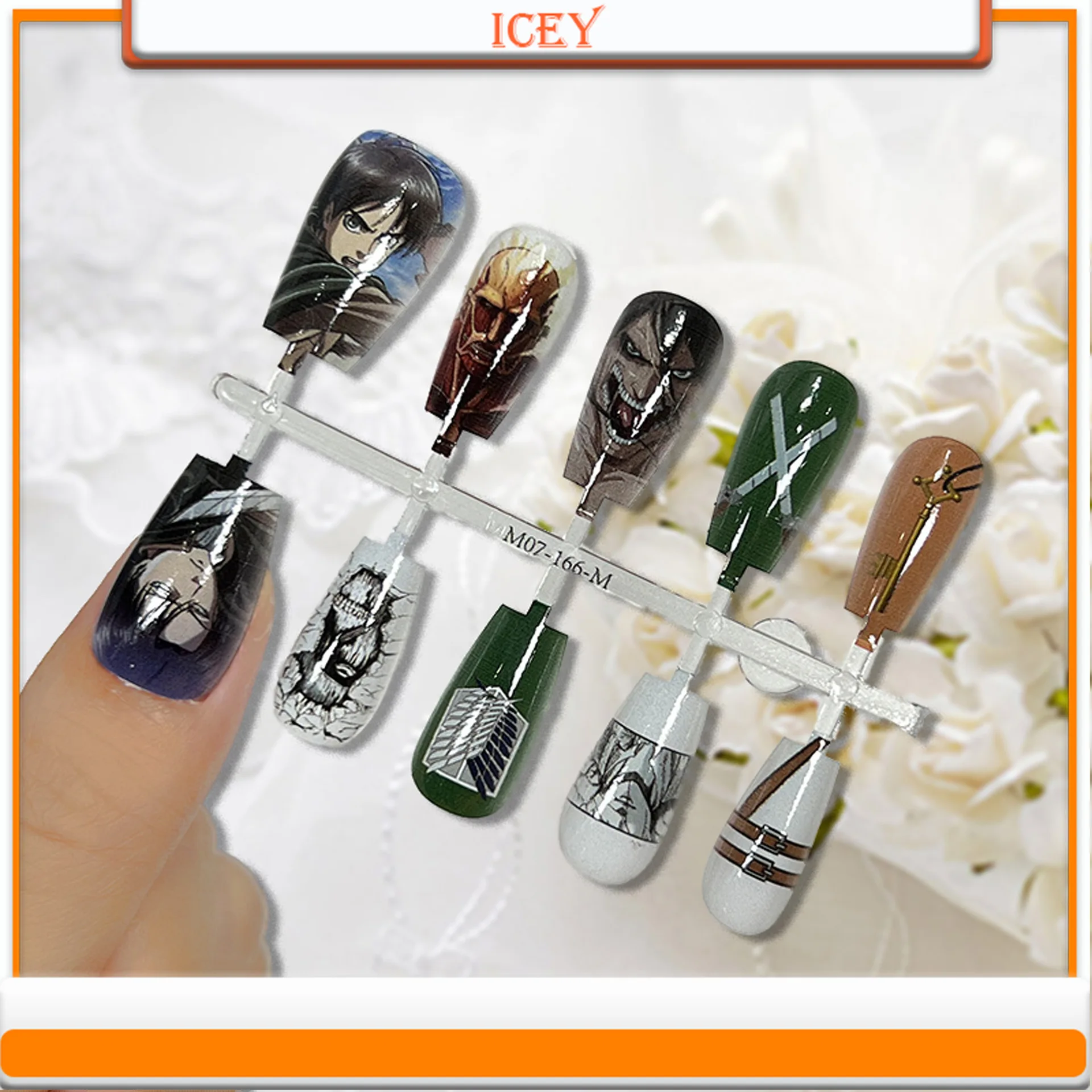 Icey Beauty Press on Nails Wearing Nail Anime Pain Nail Finished Product with Sealing Layer