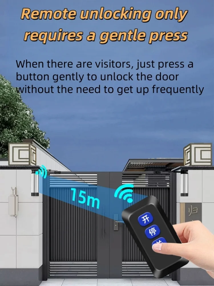 Умный электрический дверной доводчик с углом 90, 24 В постоянного тока, автоматический оператор с дистанционным управлением для боковых дверей двора