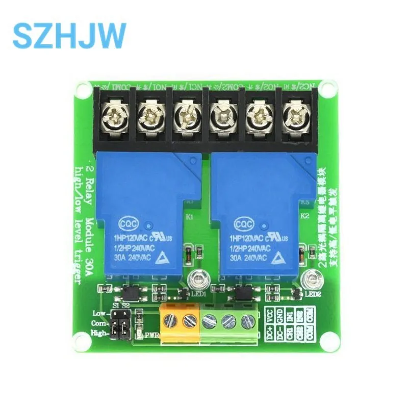 Two Channel 2-way DC 5V Relay Module 30A Optocoupler Isolation Module High And Low Level Trigger Relay For Smart Home PLC