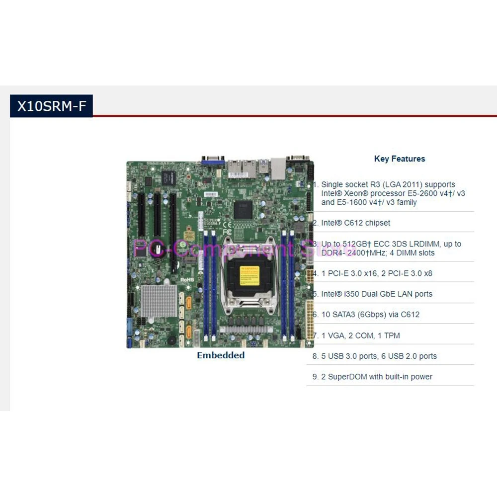 

X10SRM-F Серверная материнская плата Одноканальный сервер 2011-контактный Micro-ATX 10 SATA3 E5-1600 E5-2600 C6