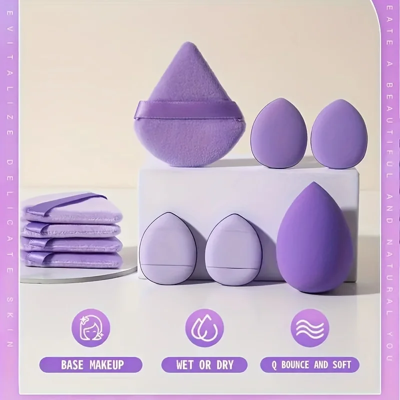 12pcs/Set Makeup Sponges and Powder Puffs - Soft Sponge Mini Finger Puff Triangular Makeup Puff Water Drop Shaped Beauty Tool