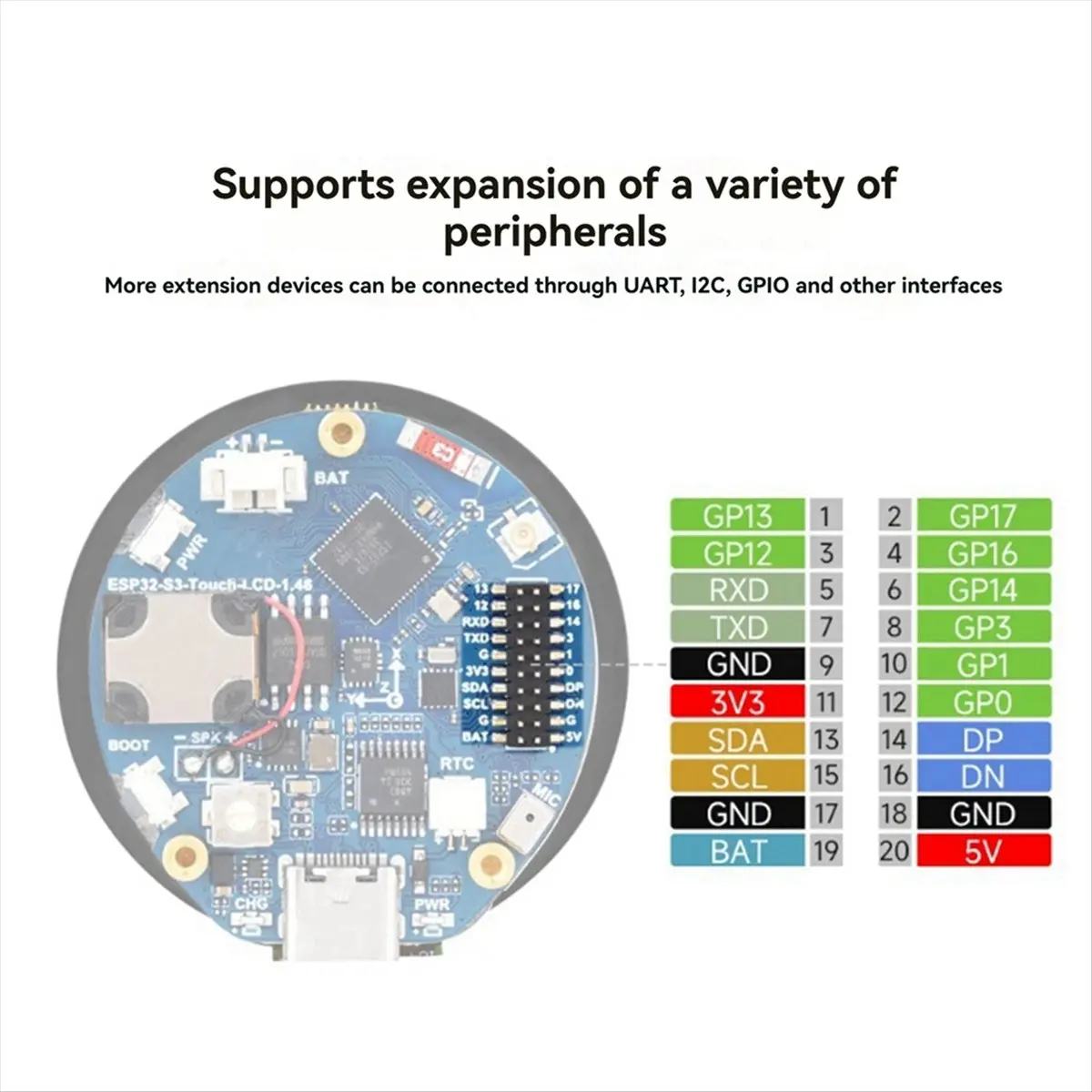 ^&*Summer sale- - Round 1.46-Inch Colour Capacitive Touch Display Development Wireless WIFI Bluetooth Up to 240MHzay with Cover