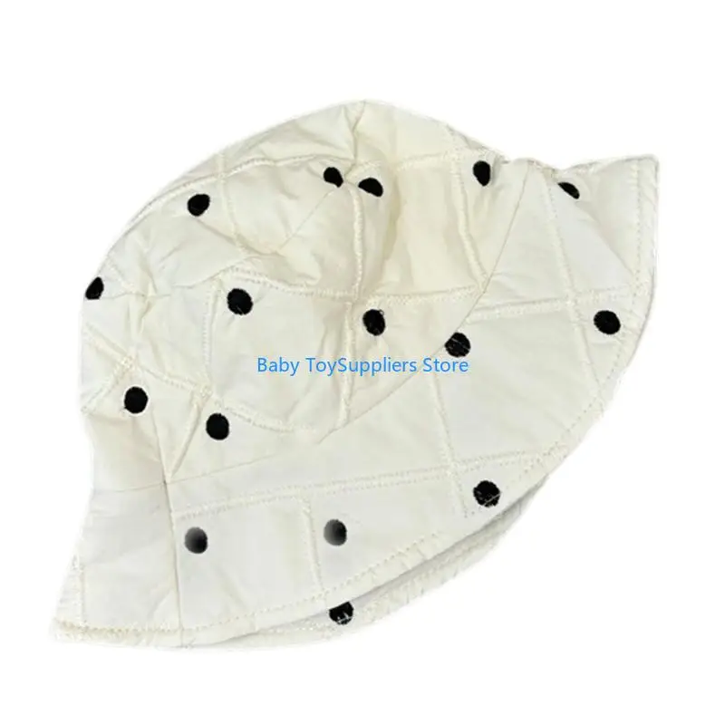 

R1WF Toddlers Girl Sun Hat, Breathable Bucket Hat Cotton Basin Caps Travel Beach Headwear with Dot Decorations