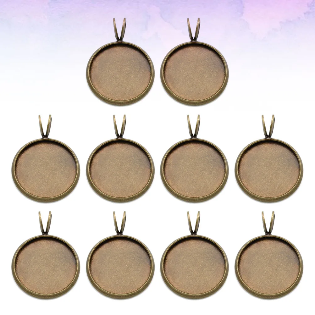 

10 Retro Pendant Trays Copper Plating Round Bezel DIY Photo Jewelry Making Crafts Resin Custom Gifts Accessories
