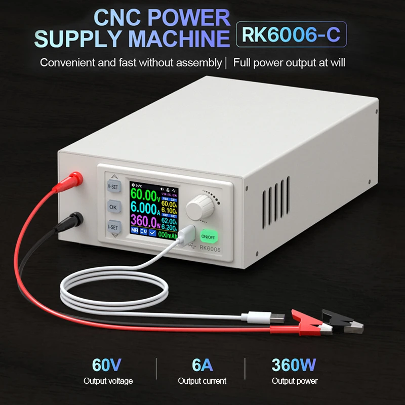 

Rk6006-C Assembled Set AC To DC Adjustable Battery Charging Voltage Current Digital Control Bench Variable Power Supply 60V 6A