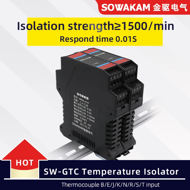 Temperature Transmitter B E J K N Thermocouple Signal Isolator Sensor Temperature Converter 4-20mA Output