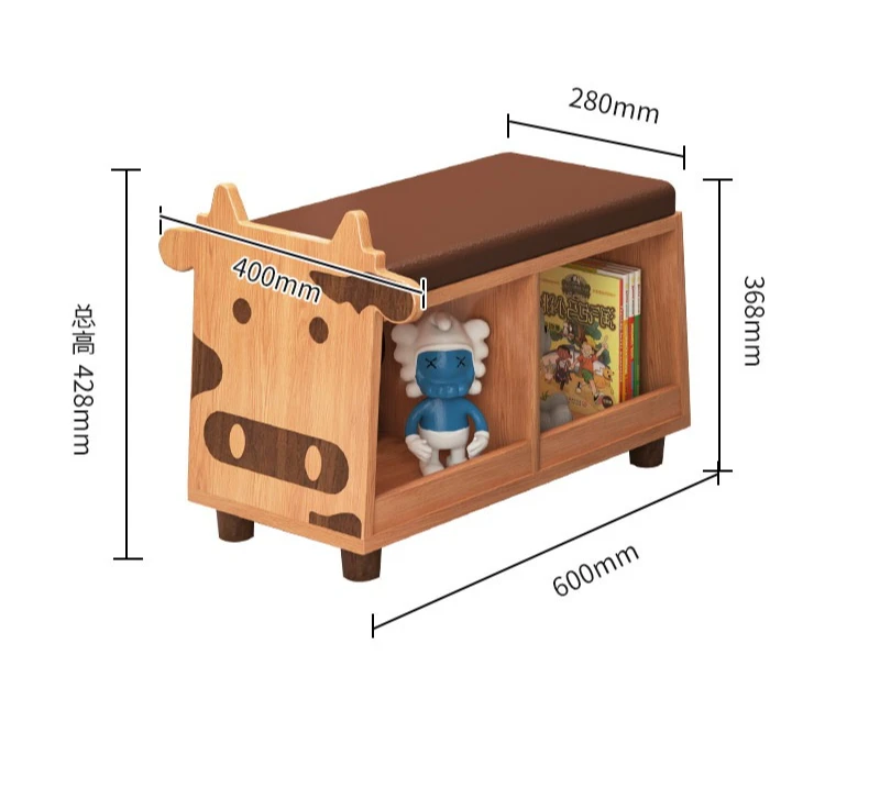 Children's Storage Stool Solid Wood Shoe Changing Stool Cartoon Animal Household Toys Picture Book Storage Stool Sofa