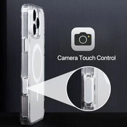 Fashion Clear Case For MagSafe For iPhone 16 Pro Max With Camera Touch Buttons Magnetic Wireless Charging Cover for iPhone 16