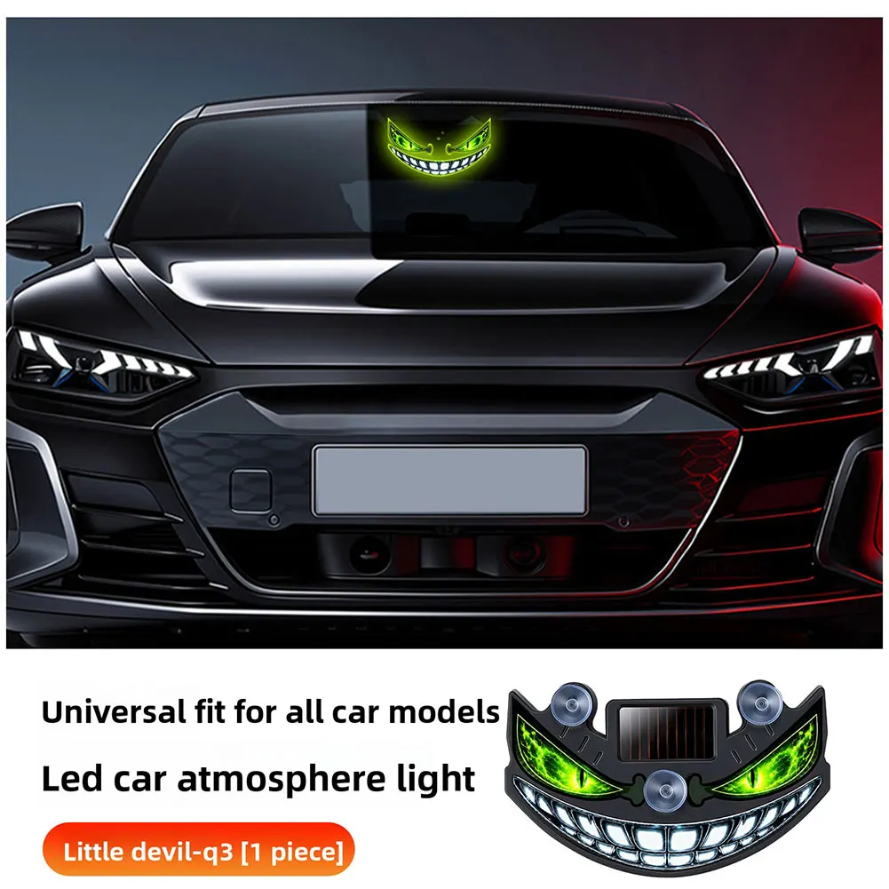 Solar‑Powered Car Warnings Led Light,Demon Eye Car Window Light,Intelligent Light Sensor, Automatically Activated At Night
