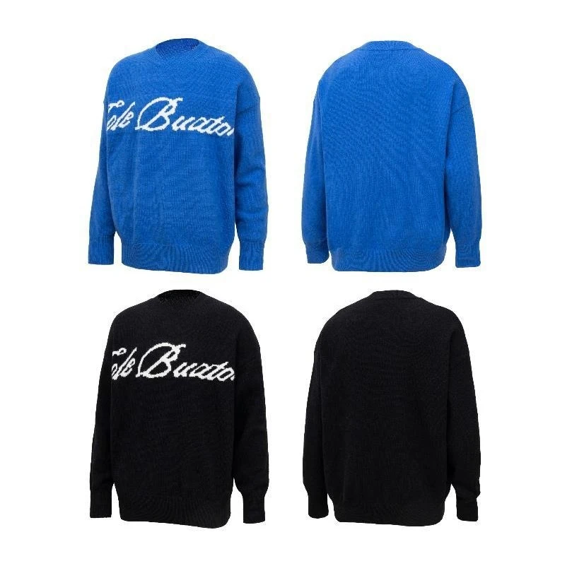 

High Street Tide CB Tide simple letters logo jacquard sweater pullover men's and women's models round neck peplum knit sweater