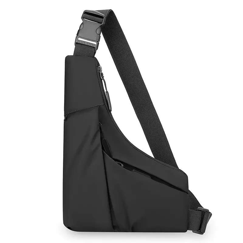 Bolso antirrobo de pecho ajustado para hombre, bandolera de hombro de gran capacidad, bolsa triangular, bolsa de pecho de viaje de película de cuero para hombre