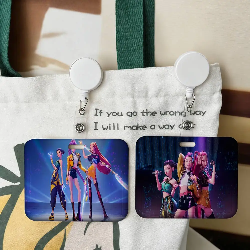 

Cartoon Movie K-Pop Demon Hunters-A Unisex Card Cover Women Lanyard Work ID Card Holder Business Work Card ID Holder