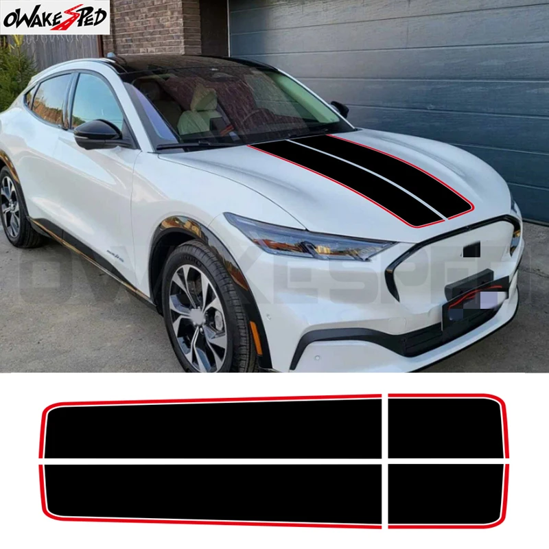 Racing Sport Car Hood Bonnet Stickers Trunk Tailgate Stripes Graphic Vinyl Film Decals For Ford Mustang Mach E Car Accessories