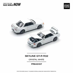 PreSale Pop Race 1:64 Skyline GTR R32 Crystal White Diecast Diorama Car Model Collection Miniature Toys