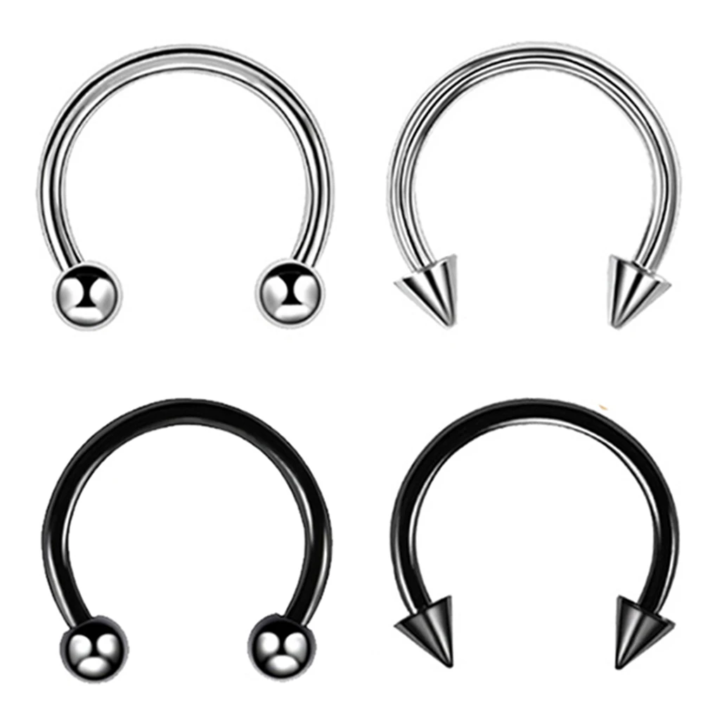 1/5pc Punk C Shape Steel Nose Ring Horseshoe Lip Ring puncture Hook Clip Earrings Septum No Allergic Body Piercing Nose Rings