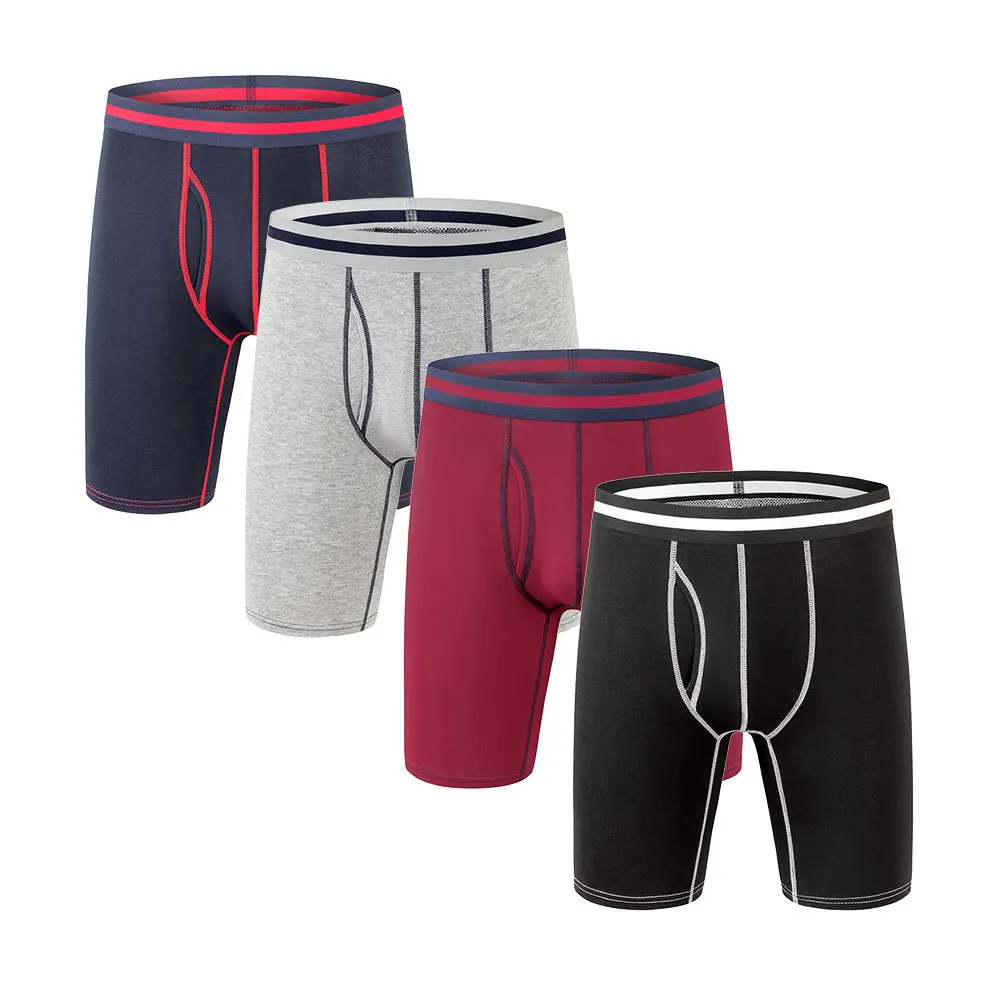 

4PCS Long Men Boxer Underwear Boxer Shorts Mens Cotton Long Leg Boxers Underpants for Brand Quality Sexy Pouch Panties