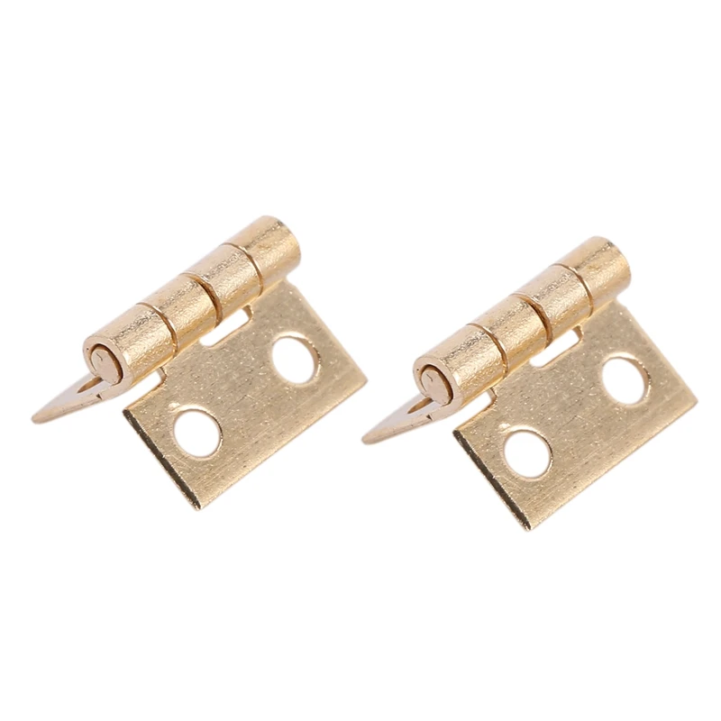 100 PCS Mini Brass Hinges Hardware 180 Degree Rotation For Dollhouse Miniature Furniture Cabinet Closet(DIY)