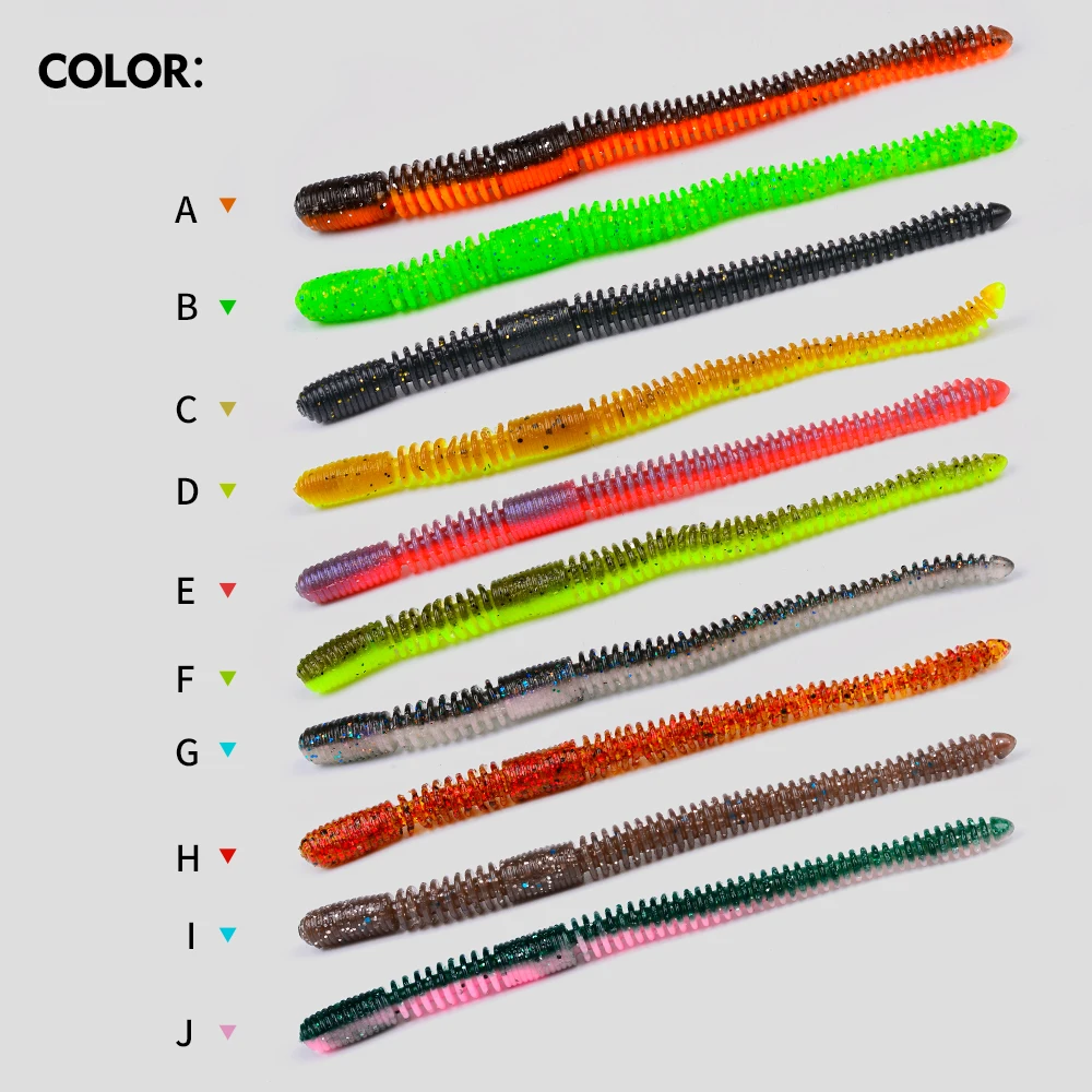 20 Stück weiche Kunststoff-Angelköder, Würmer, Köder für Barschforellen | Nudel Curly Tail Grub Süßwasser-Salzwasser-Köder-Set – Detail 3