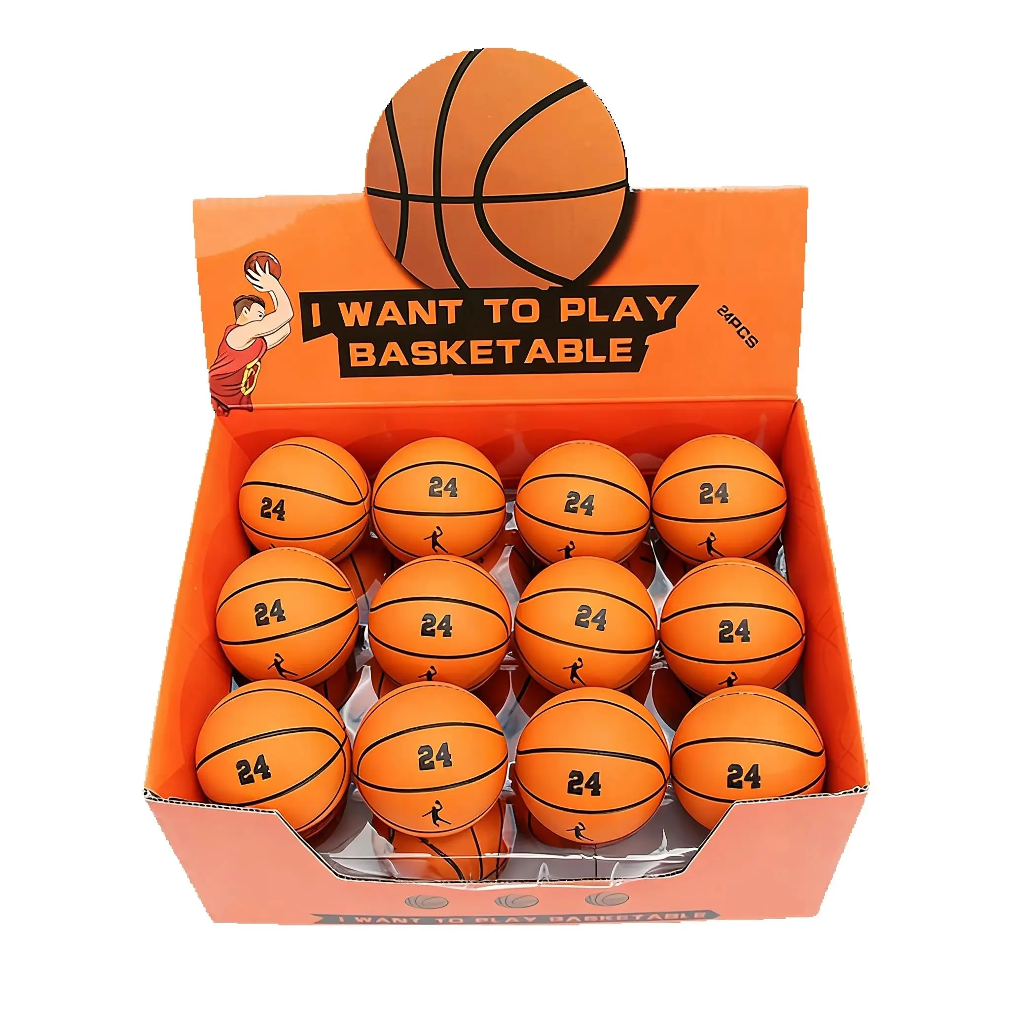 6cm Ultra High Elasticity Mini Rubber Basketball Decompression Hollow Elastic Ball Children's Toy Gift Squishy Toy Stress Ball
