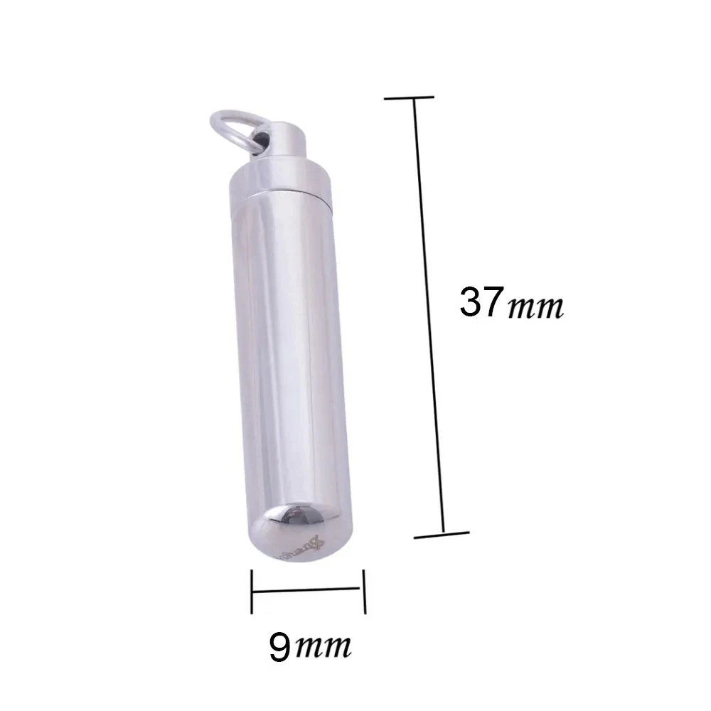 Stainless Steel Unisex Pill Case Ash Holder Cylinder Cremation Urn Pendant Chain Necklace