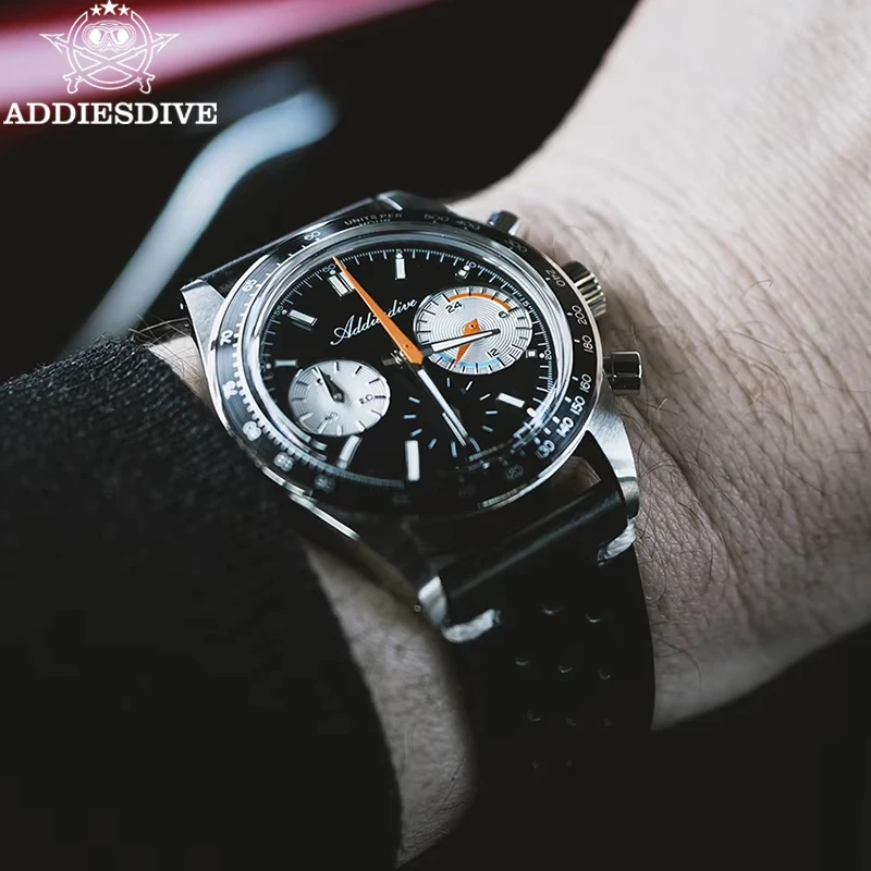 ADDIESDIVE New Quartz Wristwatch Luxury VK63 Chronograph Men Watches BGW9 Luminous Diving 100m Waterproof 316L Stainless Steel