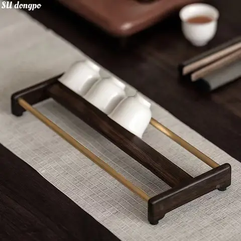 Ebony Solid Wood Drain Teacup Holder Tea Rack Cup Drying Rack Small Tea Cup Storage Rack for Tea Cup Storage
