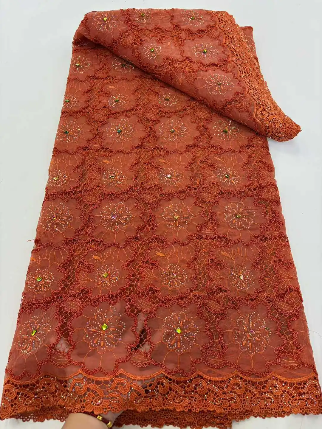 مطرز الأفريقي أقمشة الدانتيل جودة عالية 2025 النيجيري جبر الحبل الدانتيل التطريز صافي الدانتيل السويسري الفوال الدانتيل لفستان الزفاف #4