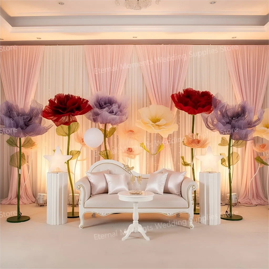 Große automatisch öffnende und schließende Seiden-Pfingstrose, prächtige Dekoration für Hochzeiten, Geburtstage, Bühnen, Party-Hintergrund und Tischdekoration. – Detail 1