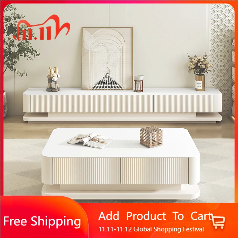 

Cream Wind Simple TV Cabinet Storage Designer Living Room Light Luxury Tv Table Modern Nordic Archivadores Trendy Furniture