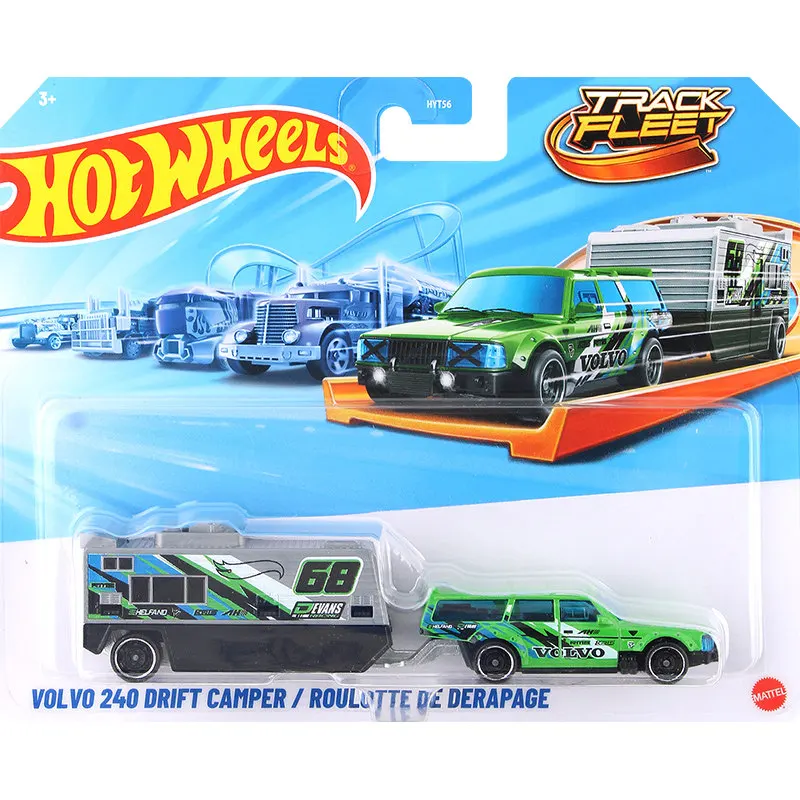 Hot Wheels Car TRACK FLEET Volvo 240 Drift Camper Chevy Silverado Driftcation 1/64 Metal Die-cast Model Toy HYT56