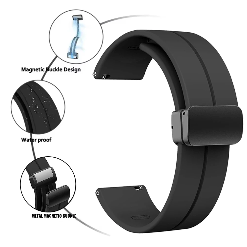 20 22 مللي متر سوار بإبزيم مغناطيسي لـ Garmin Venu 4 3 Sq 2/Foreunner 570165 265 حزام سيليكون رياضي لساعة هواوي GT 6 Band #4
