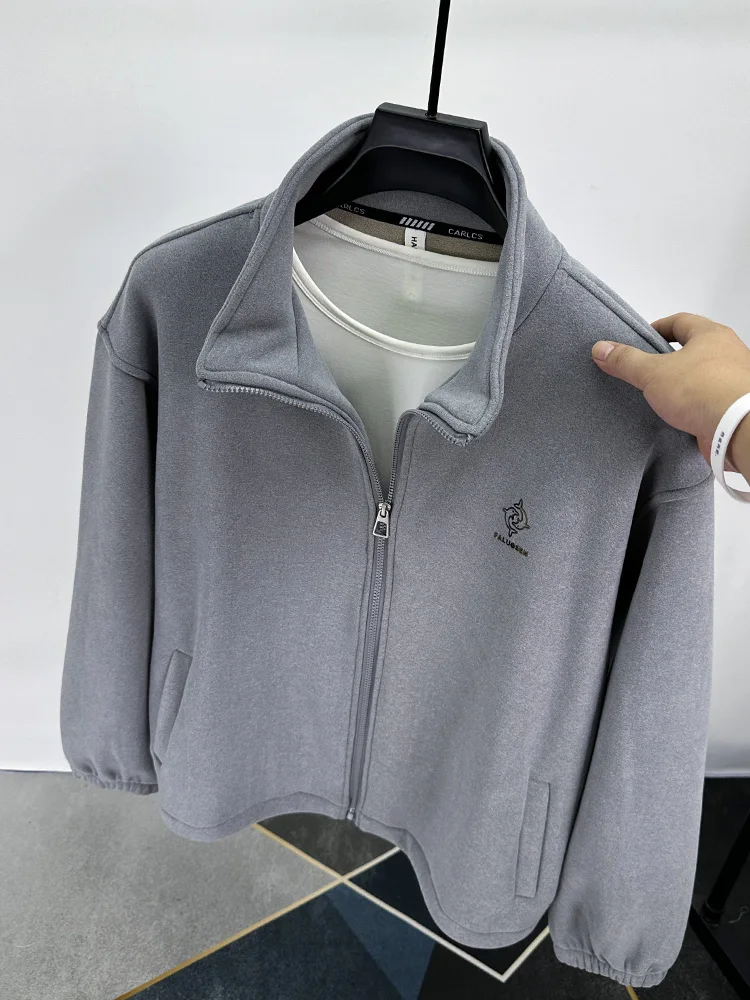 

Утепленная флисовая толстовка на молнии с воротником-стойкой, кардиган-куртка мужская, осенне-зимняя, свободного кроя, теплая, цветная, модная, городская