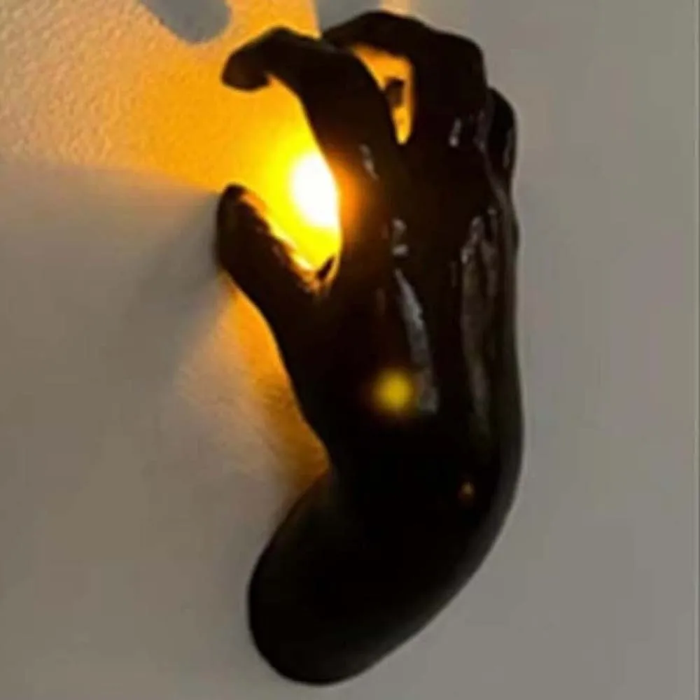 Witch Arm PVC Demon Hand Wall Mounted Creepy Design Black Ghost Palm Matte Finish Solid Body Ghost