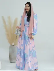 2024 New Pink Ramadan Eid Abaya Dubai Luxury Long Kaftan Modest Dresses Muslim for Women Islam Kebaya Robe Musulmane Femme