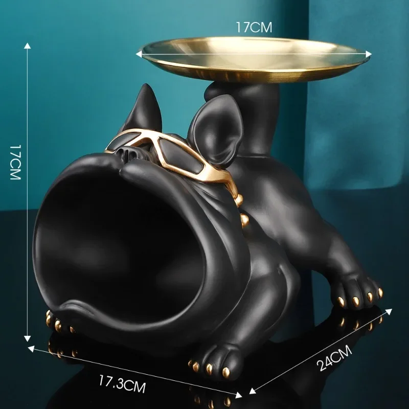 

Cool French Bulldog Decorative Storage Box Desktop Decoration Dog Butler Statue Design Tray Animal Resin Sculpture Decoration