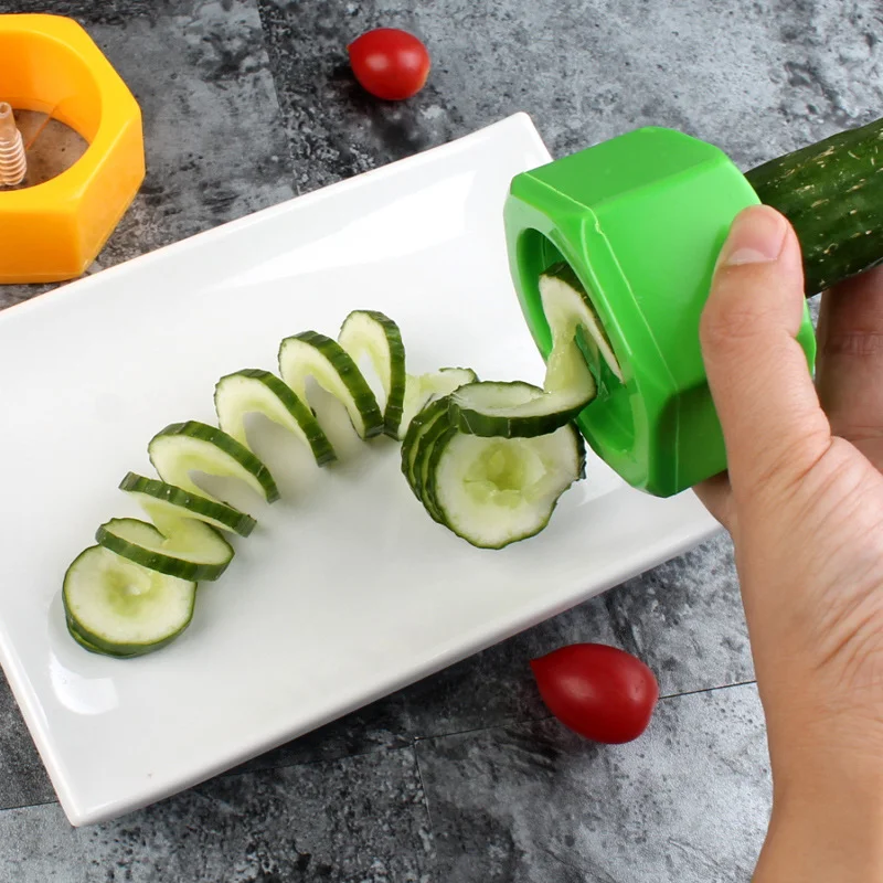 Stainless Steel Green Multifunctional Spiral Drum Cutting Machine Shredder Plum Blossom Design Slicing Kitchen Vegetable Tools