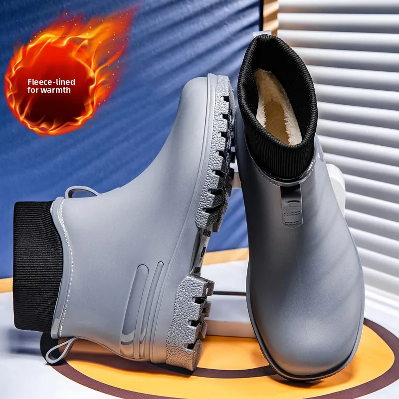 

Утепленные резиновые сапоги с флисовой подкладкой для мужчин и женщин, большие размеры, теплые, водонепроницаемые, нескользящие, размеры от 4 до 43.